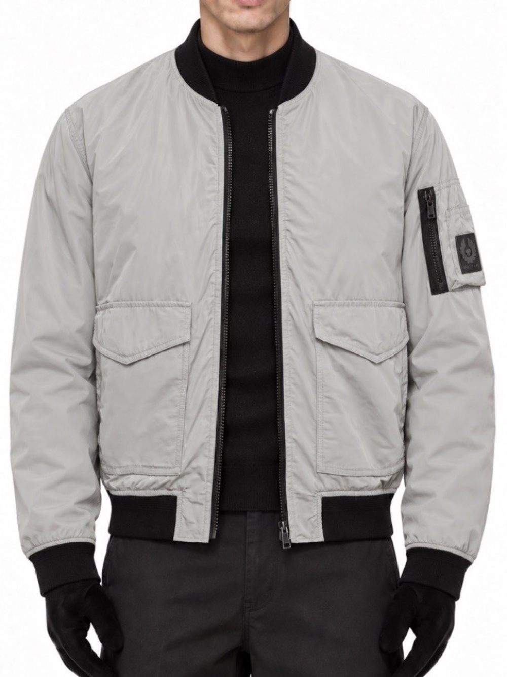 Belstaff Barham Bomber Jacket Grey Sz 38 US Men's Authentic